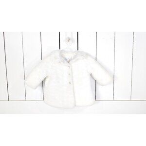 Toddler girls white faux fur button front jacket
